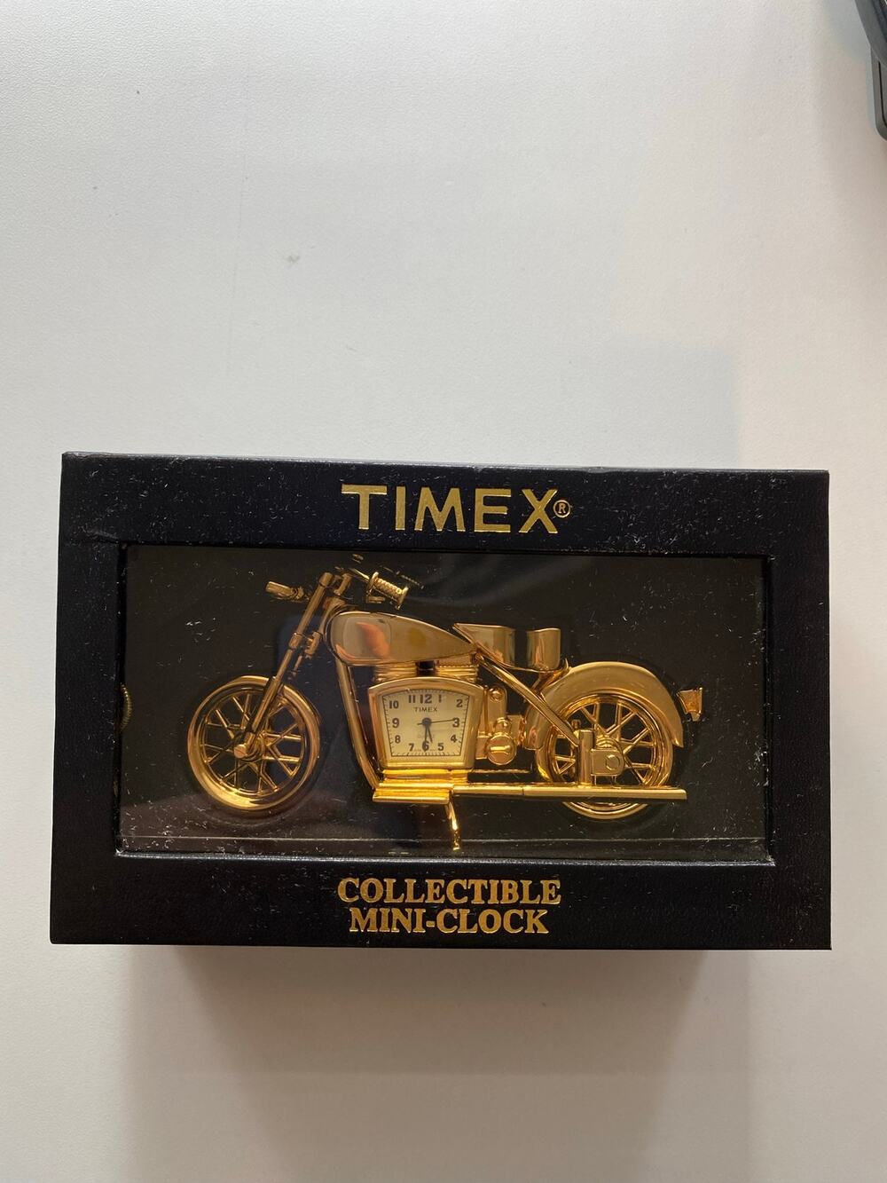 Vintage Timex Motorcycle Mini Clock Quartz Collectible Desk Clock